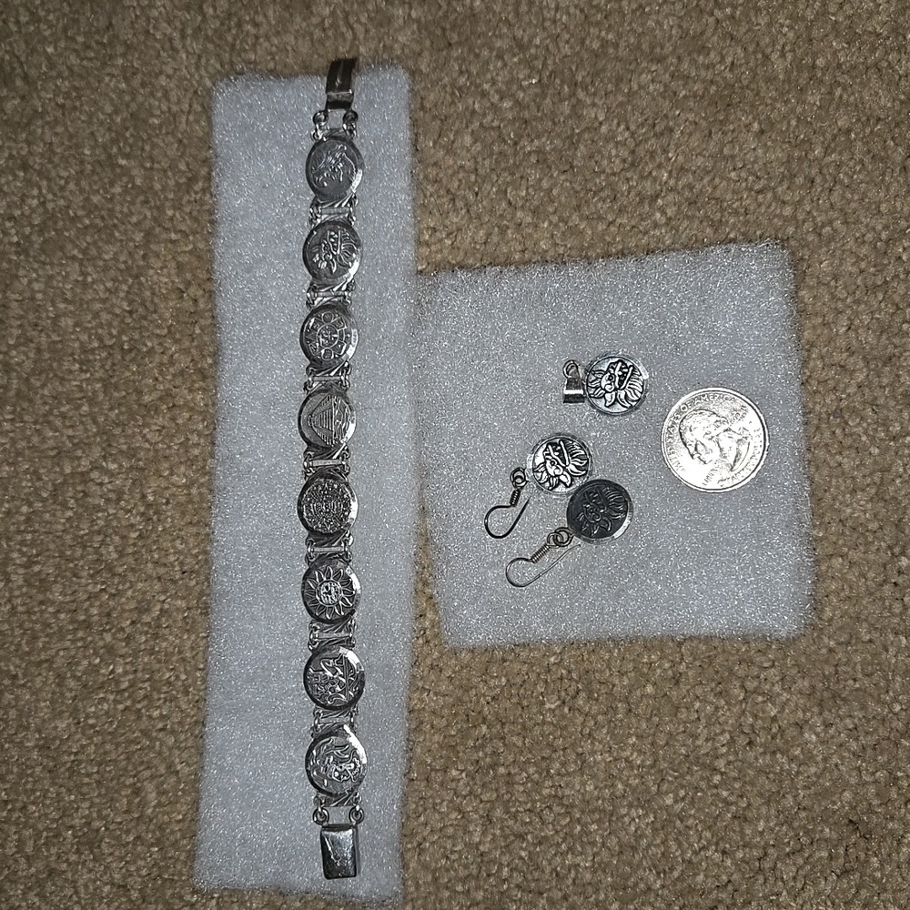 Elegant Mexican 950 silver Accessory Set
